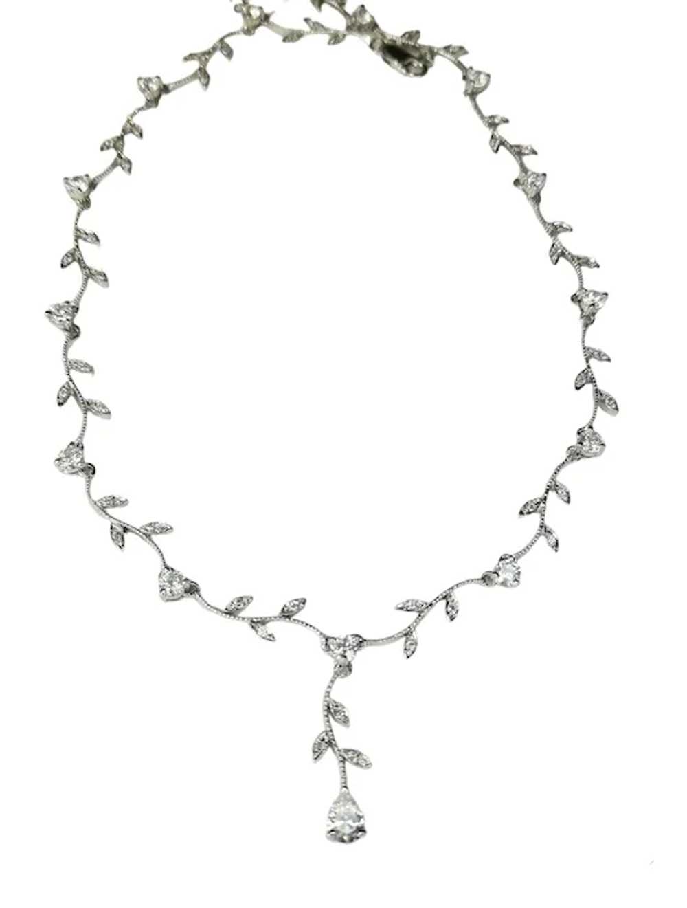 Vine Necklace in Sterling Silver CZ Bridal Weddin… - image 2