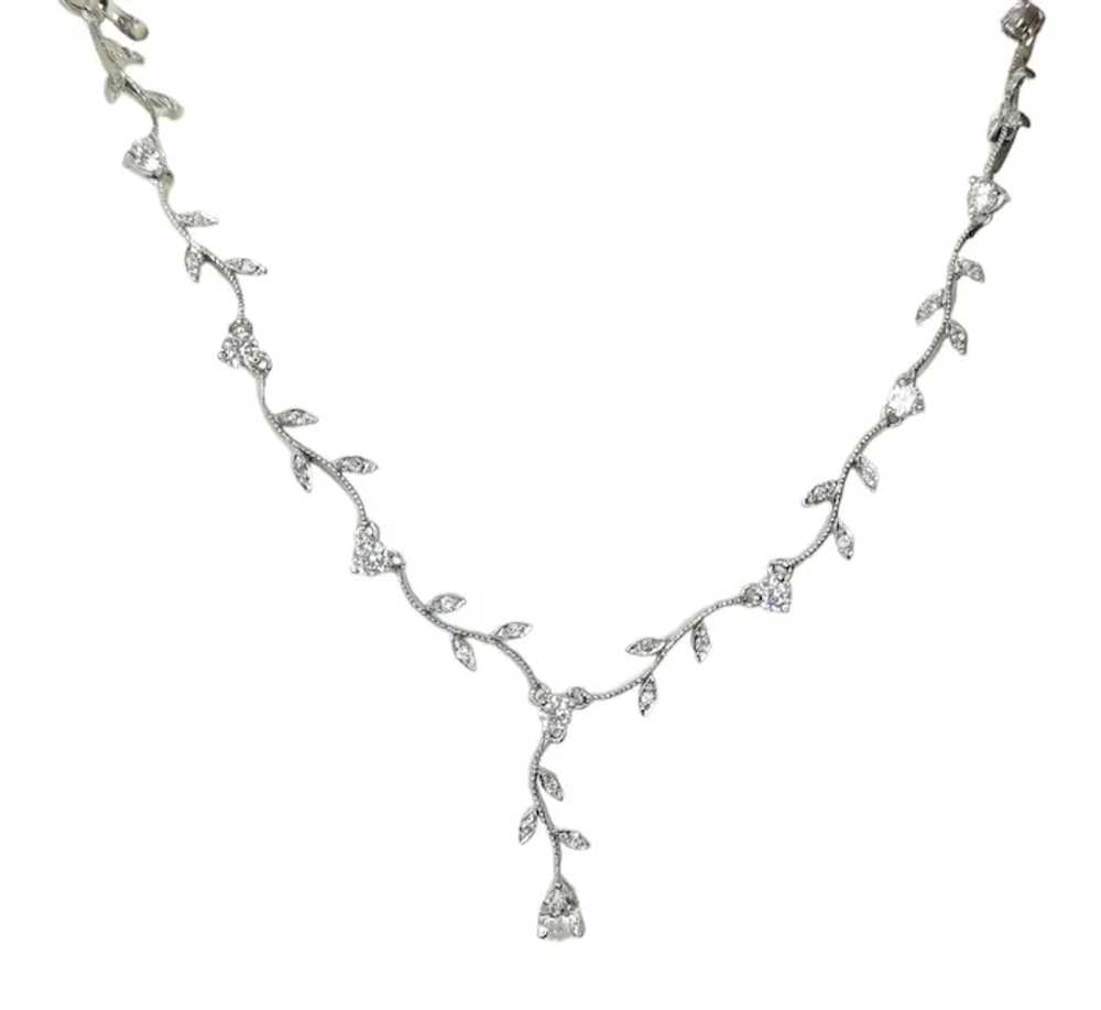 Vine Necklace in Sterling Silver CZ Bridal Weddin… - image 4