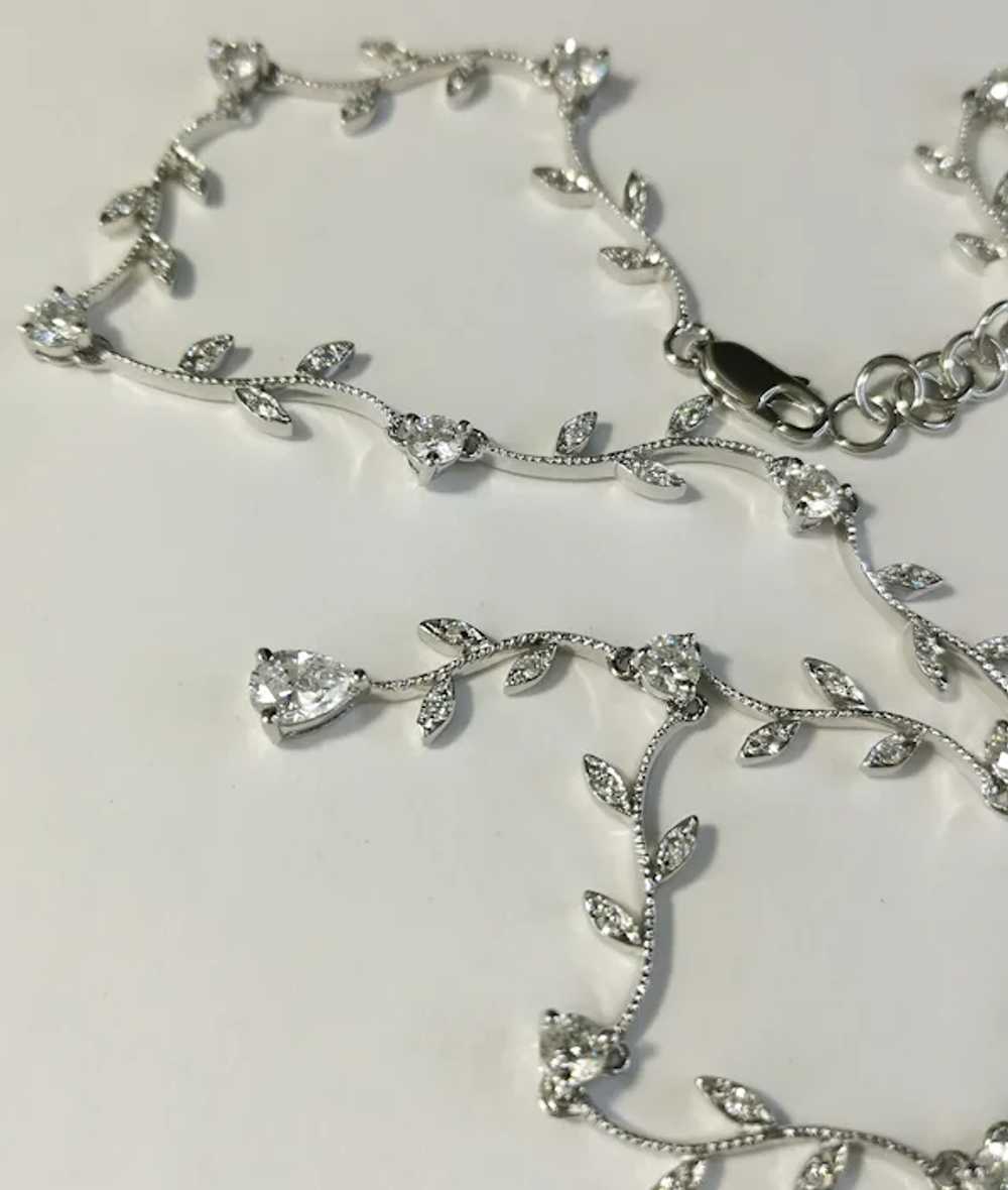 Vine Necklace in Sterling Silver CZ Bridal Weddin… - image 6