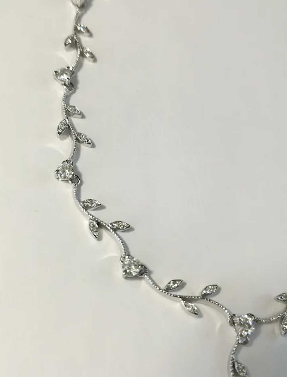 Vine Necklace in Sterling Silver CZ Bridal Weddin… - image 7