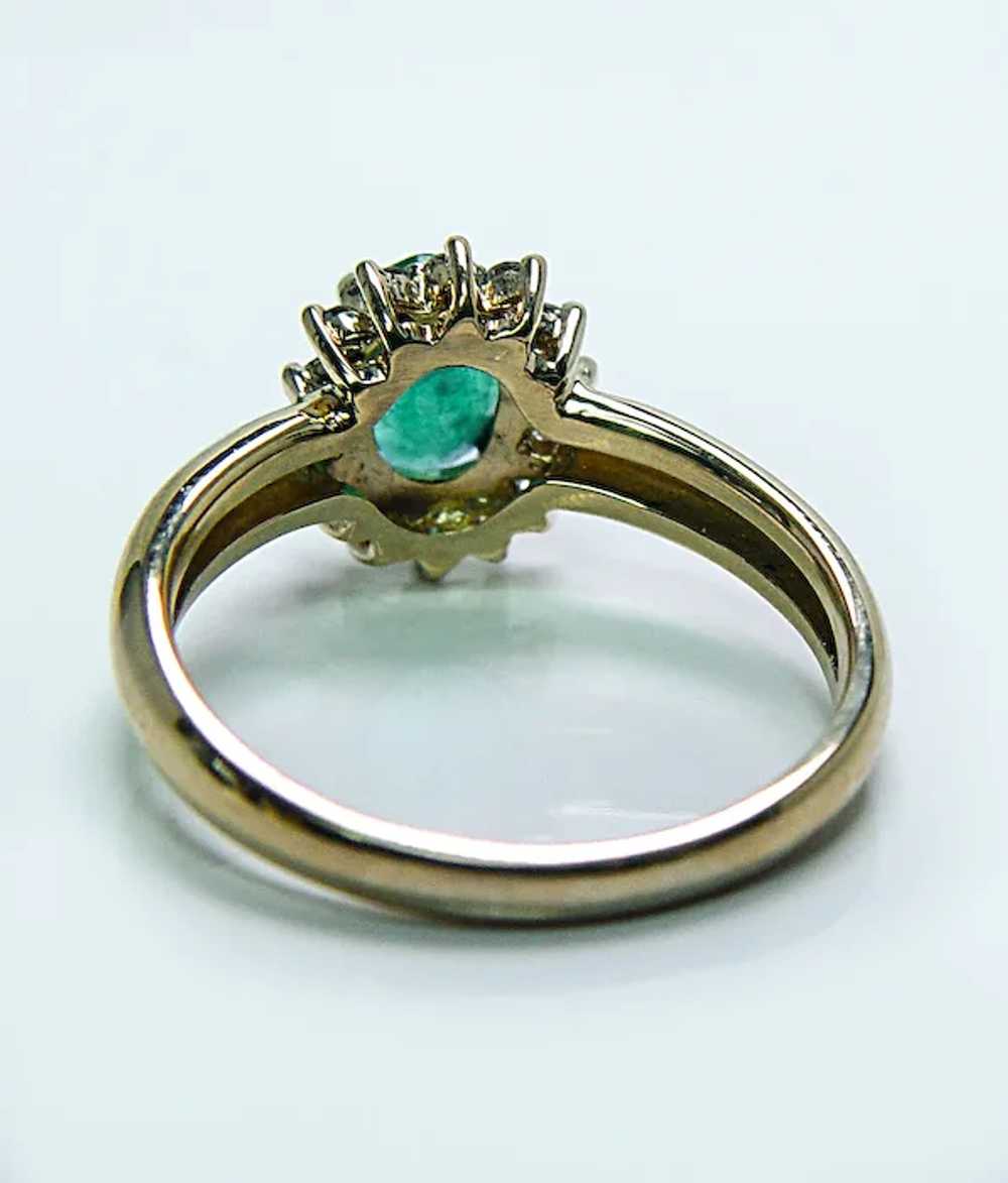 Vintage Emerald Diamond 18K Gold Halo Princess Di… - image 5