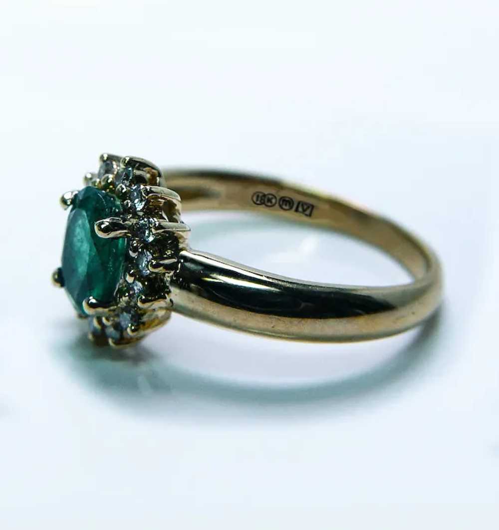 Vintage Emerald Diamond 18K Gold Halo Princess Di… - image 6
