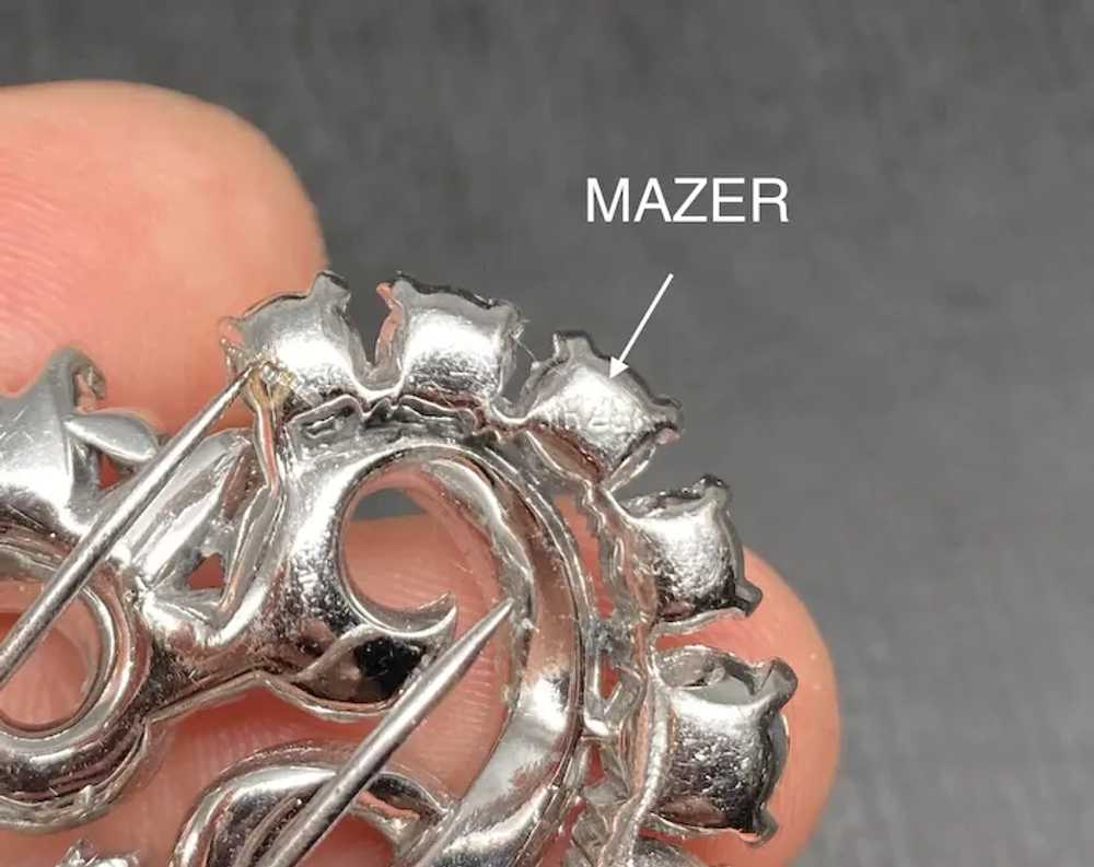 Mazer Rare Stone Shape Fur Clip, Signed 1940s Rho… - image 5