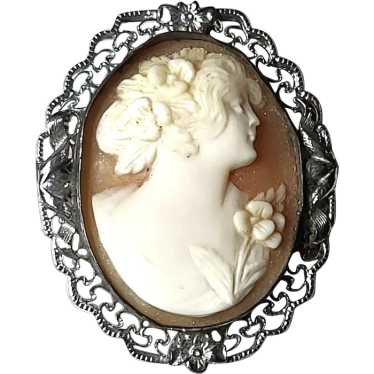 Vintage Hand-Carved Shell Filigree Cameo