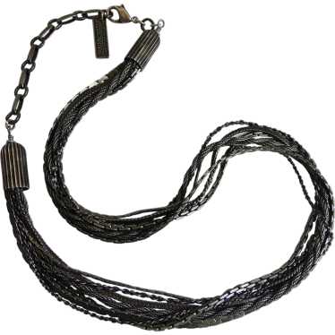 JAN MICHAELS Multi Strand Necklace of Gunmetal Ch… - image 1