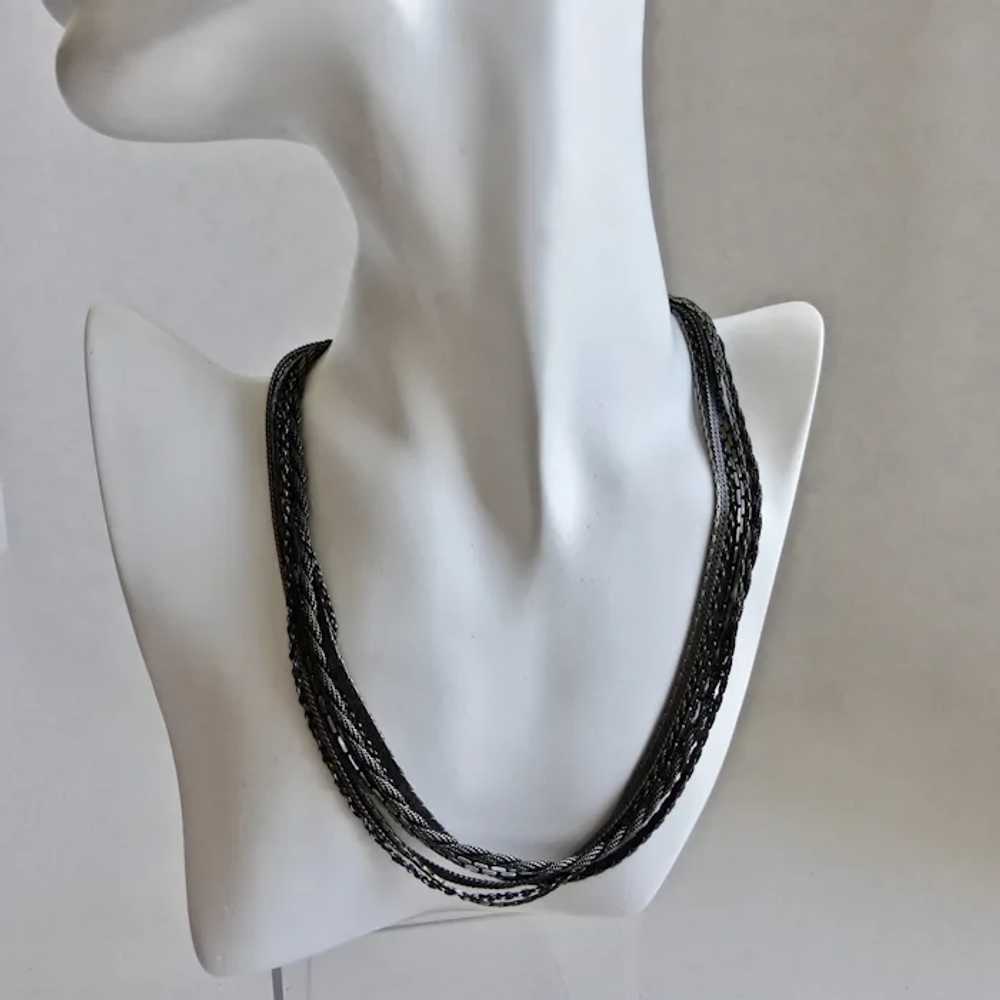 JAN MICHAELS Multi Strand Necklace of Gunmetal Ch… - image 6