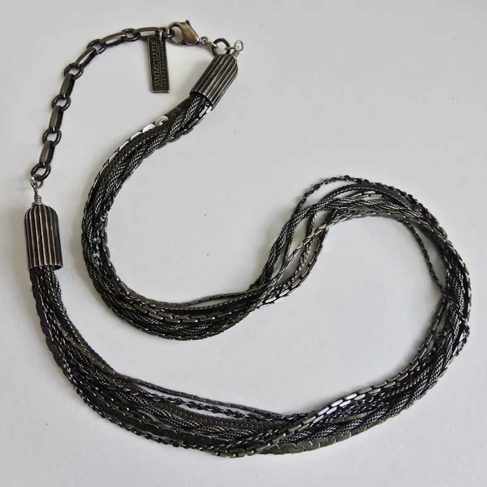 JAN MICHAELS Multi Strand Necklace of Gunmetal Ch… - image 7