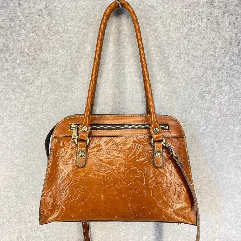 Patricia Nash Brown Italian Leather Tooled Satche… - image 3