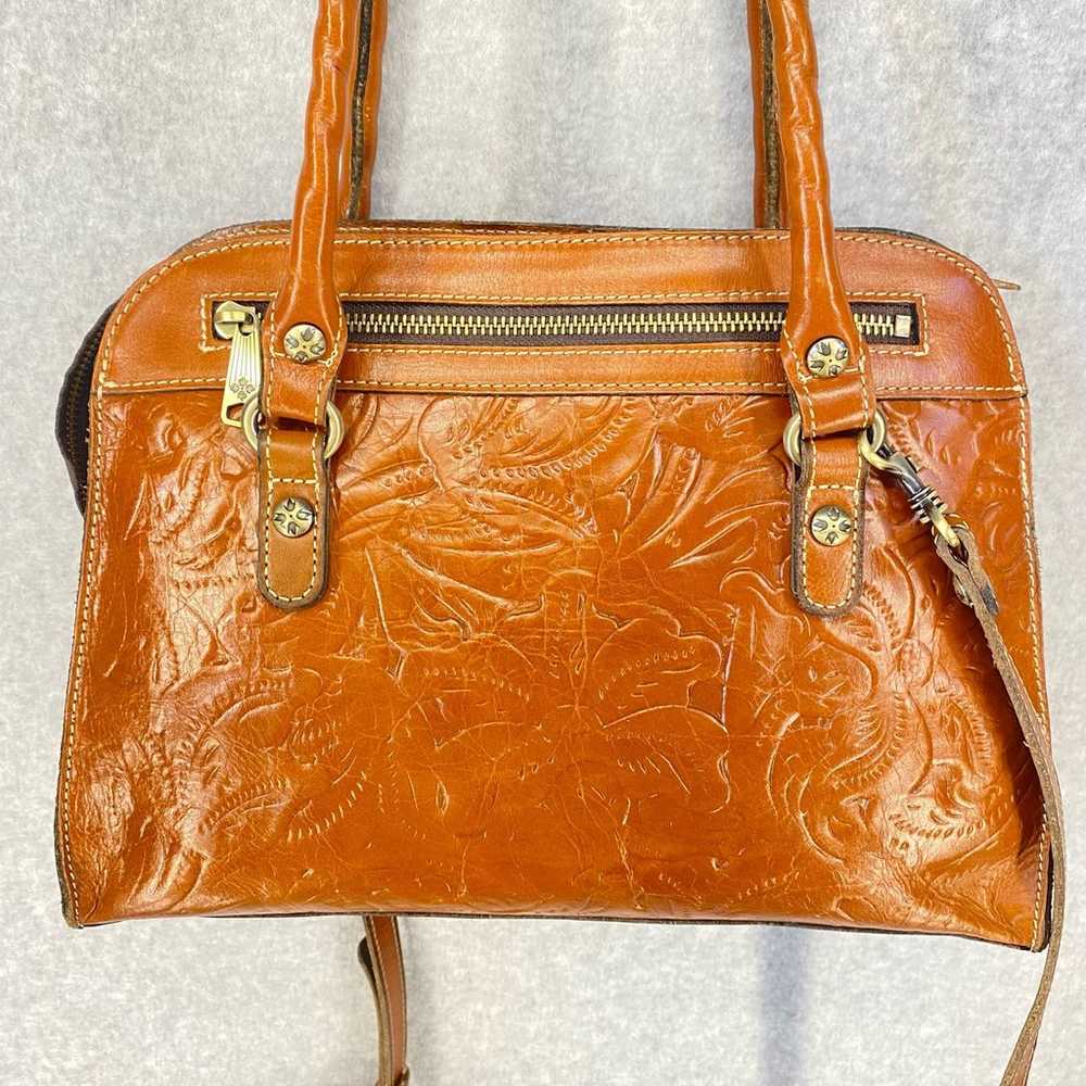Patricia Nash Brown Italian Leather Tooled Satche… - image 4