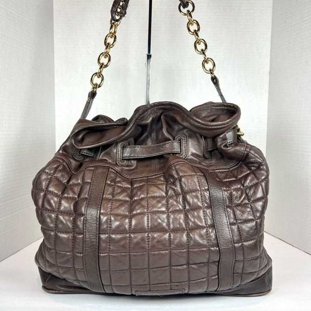 BCBGMAXAZRIA Quilted Shoulder Bag Brown Leather G… - image 3