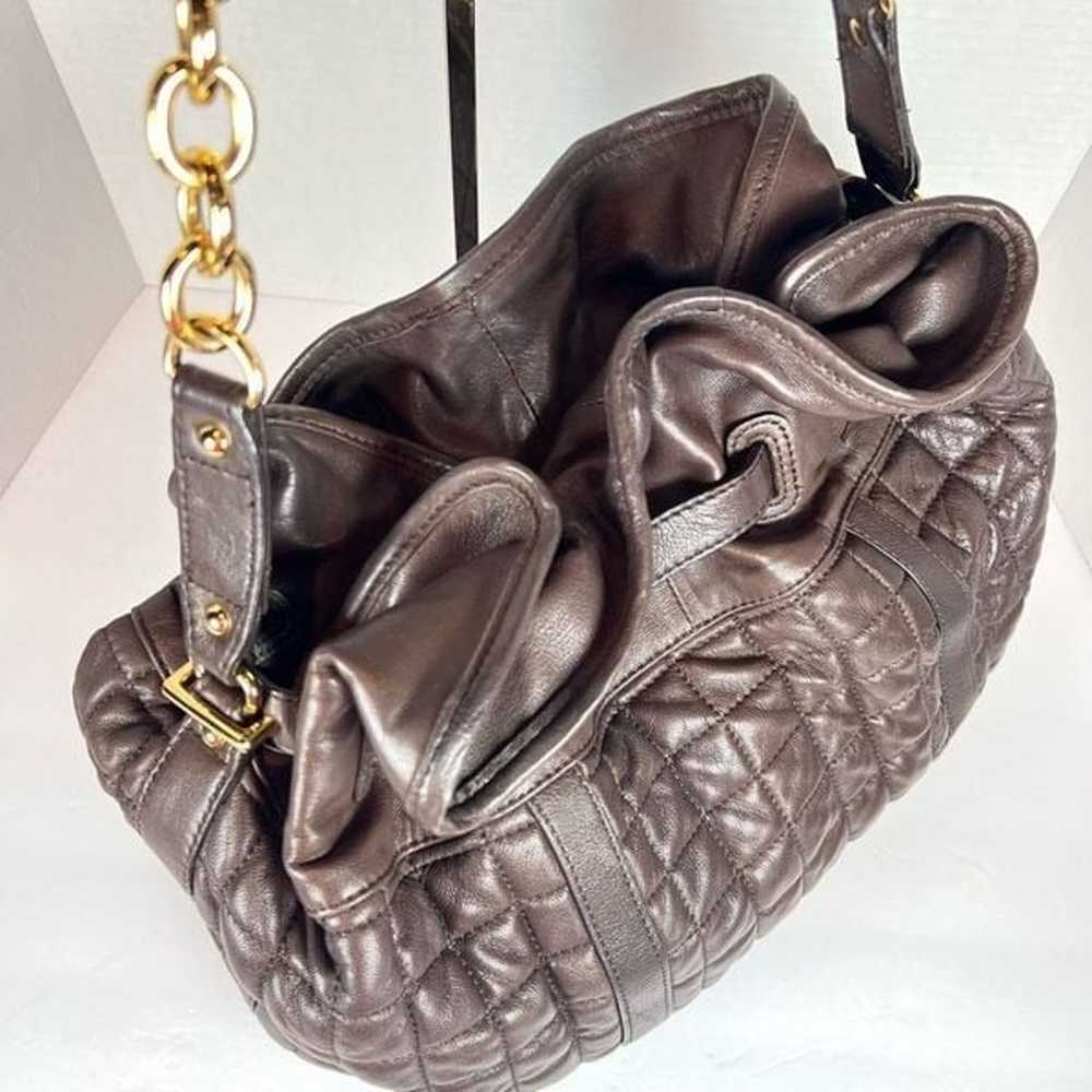 BCBGMAXAZRIA Quilted Shoulder Bag Brown Leather G… - image 5