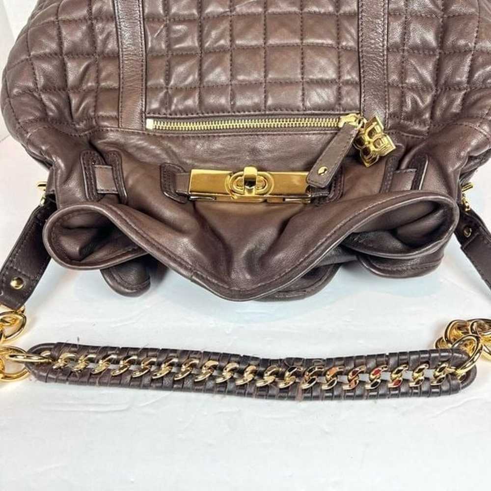 BCBGMAXAZRIA Quilted Shoulder Bag Brown Leather G… - image 6