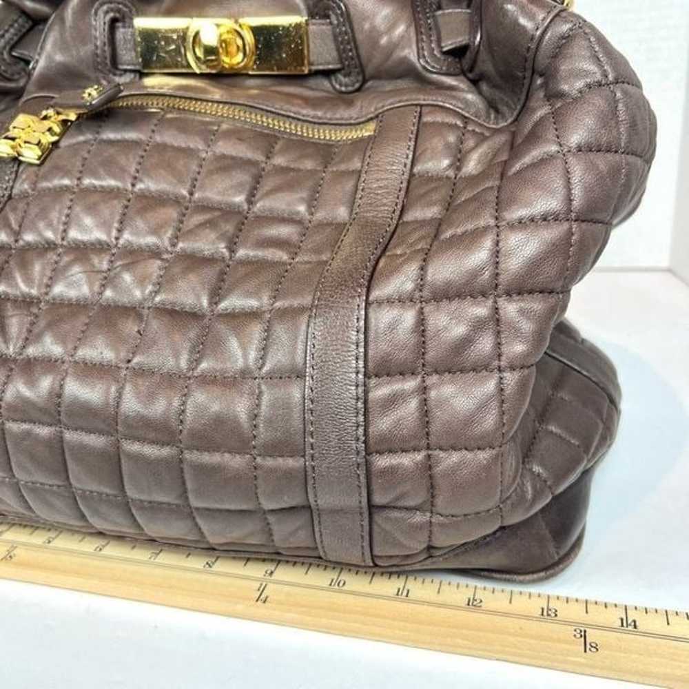 BCBGMAXAZRIA Quilted Shoulder Bag Brown Leather G… - image 9