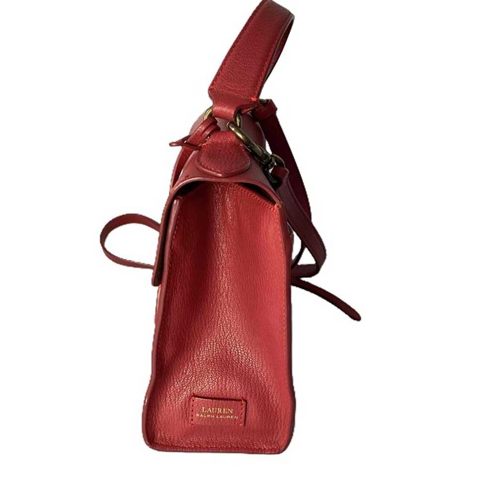 Lauren Ralph Lauren Millbrook Red Leather Handbag… - image 7