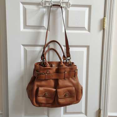 Cole Hann Leather Shoulder Bag Tan 16x12x6"