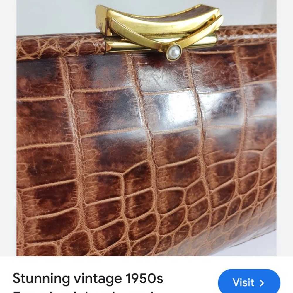 Vintage clutch hand bag suede inside possible alg… - image 5
