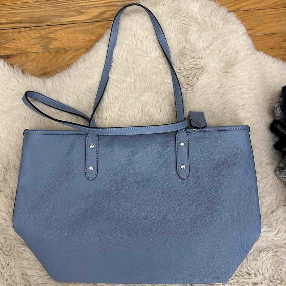 New COACH leather light blue leather tote bag - image 2