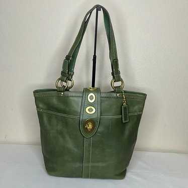 COACH F13757 LILY GREE LEATHER TOTE SHOULDER BAG - image 1