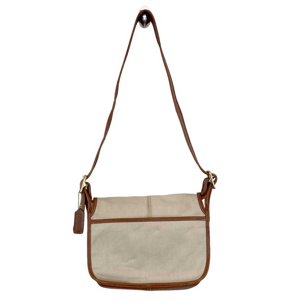 Coach Canvas Leather Cream Brown Bag - image 5