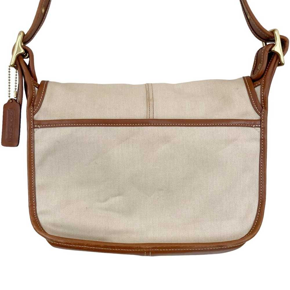 Coach Canvas Leather Cream Brown Bag - image 6