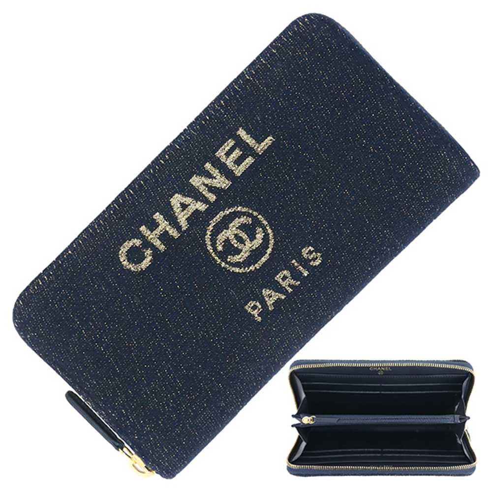 5 Off Chanel Long Wallet Deauville Canvas Leather… - image 1