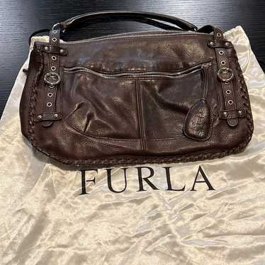 Brown Furla Top Handle Leather Bag