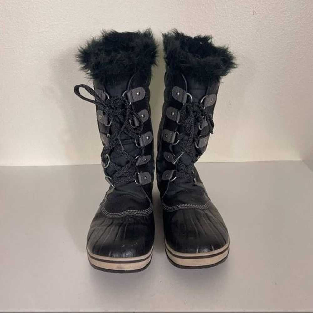 Sorel Black Leather Lace Up Fur Lined Winter Boots - image 2