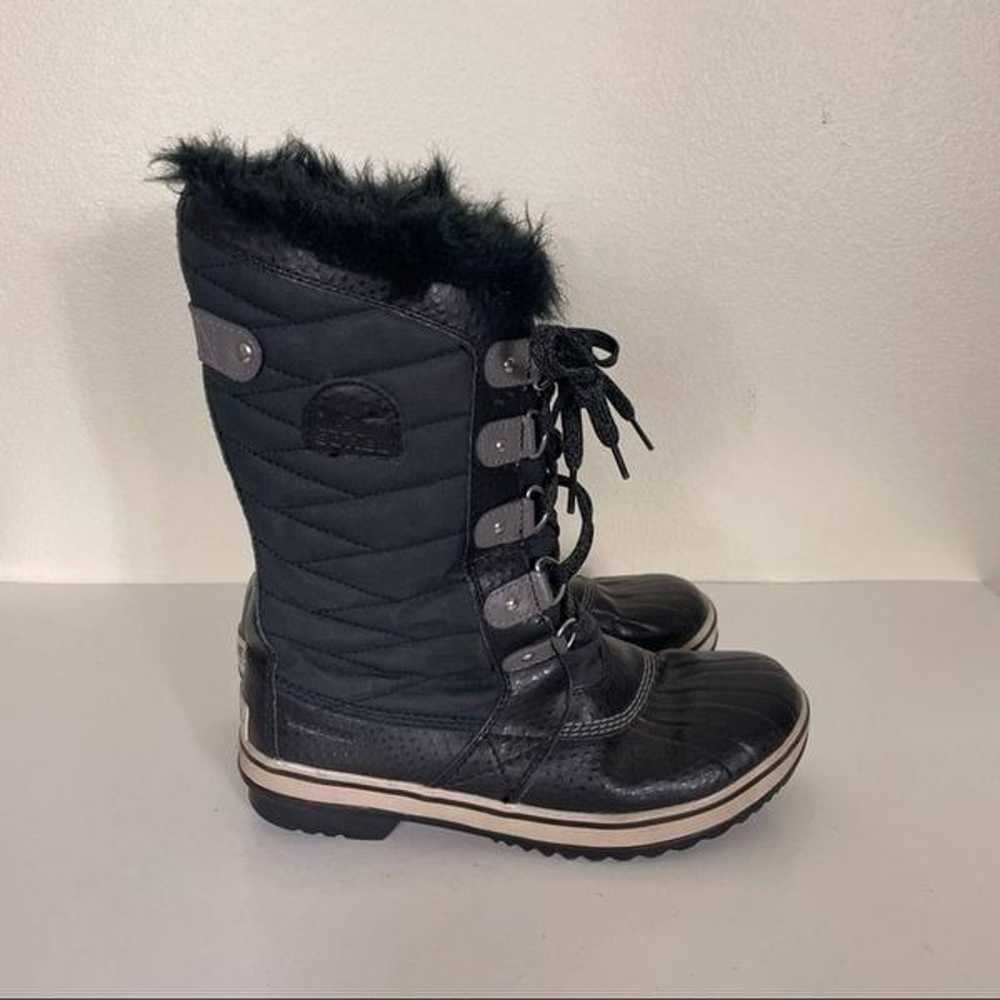 Sorel Black Leather Lace Up Fur Lined Winter Boots - image 4