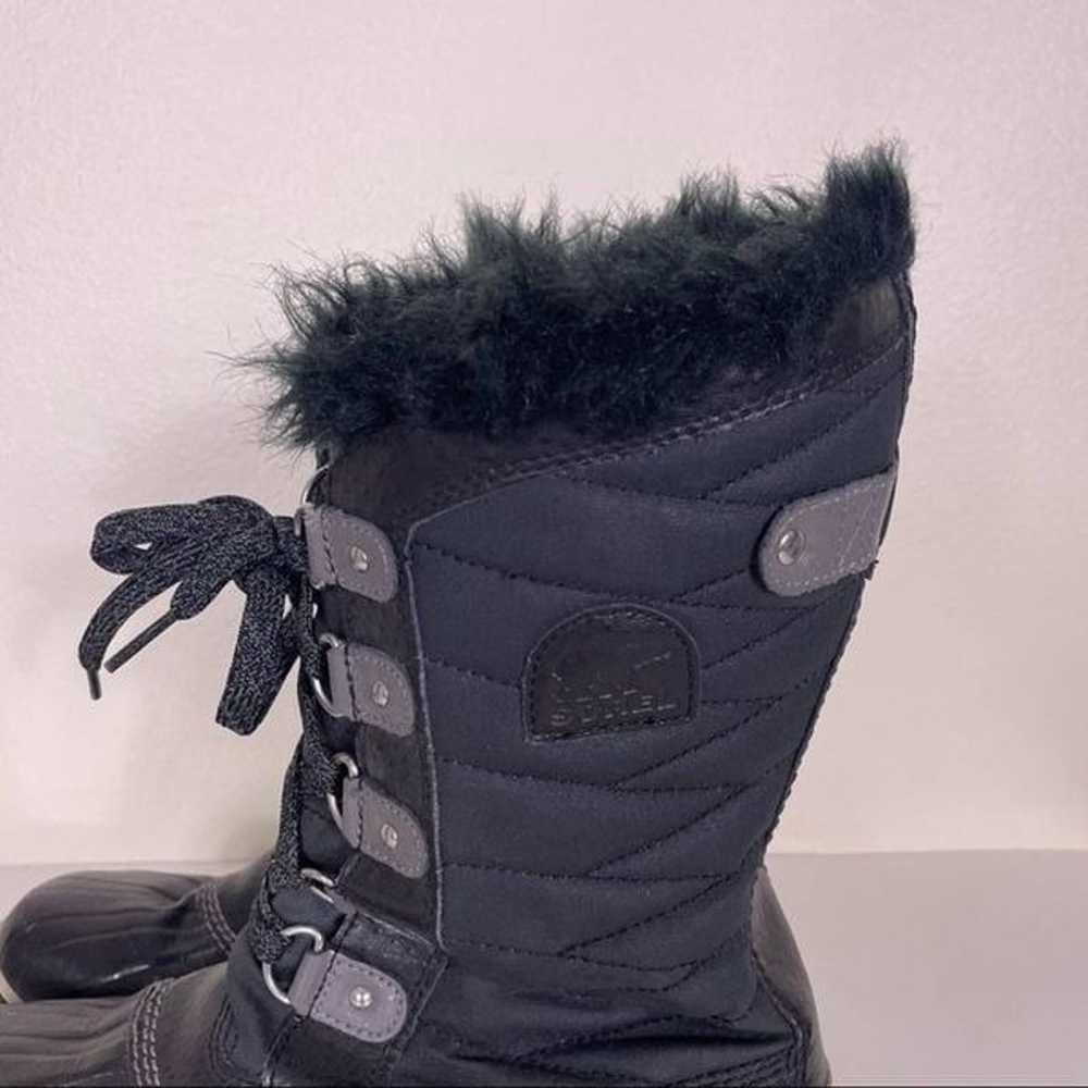 Sorel Black Leather Lace Up Fur Lined Winter Boots - image 5