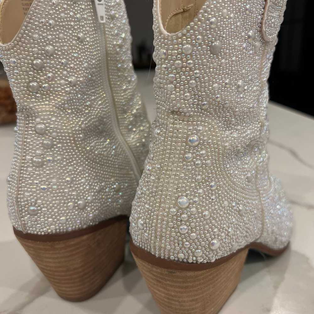 Betsy Johnson Embellished Pearl Booties - image 3
