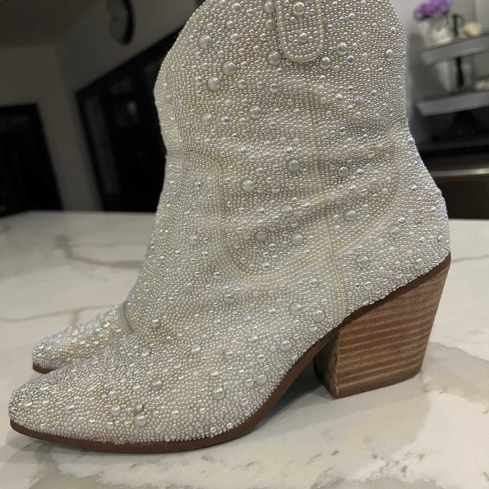 Betsy Johnson Embellished Pearl Booties - image 8
