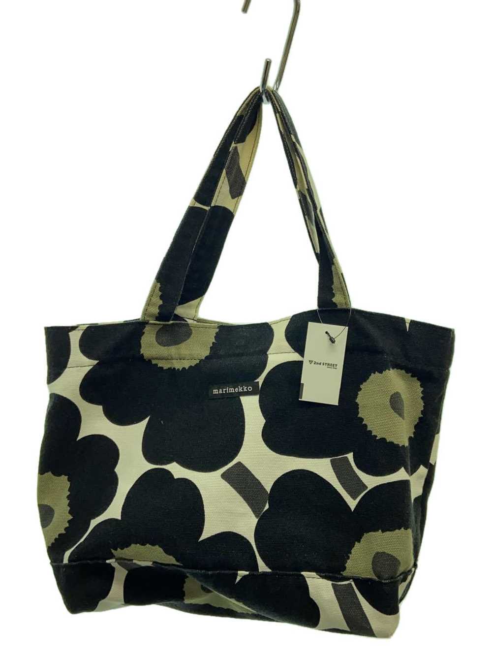 Marimekko Tote Bag/Cotton/Blk/Floral Pattern Bag - image 1