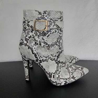 Idifu Snake Skin Design Stiletto Heel Ankle Boots… - image 1