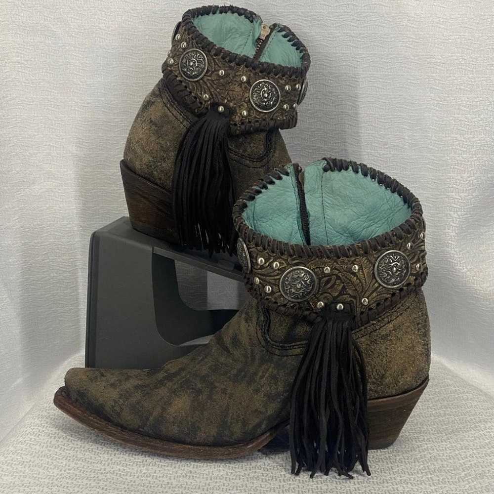 Corral Indie Spirit Ankle Boot Turquoise Trim Low… - image 1