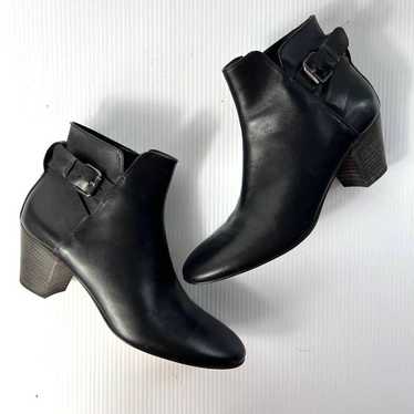 Women's Aquatalia Buckle Leather Ankle Boots Bloc… - image 1