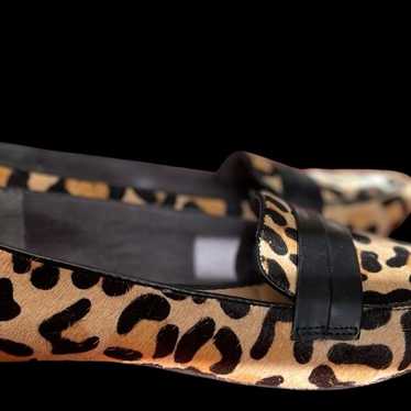 Leopard print calf hair flats
