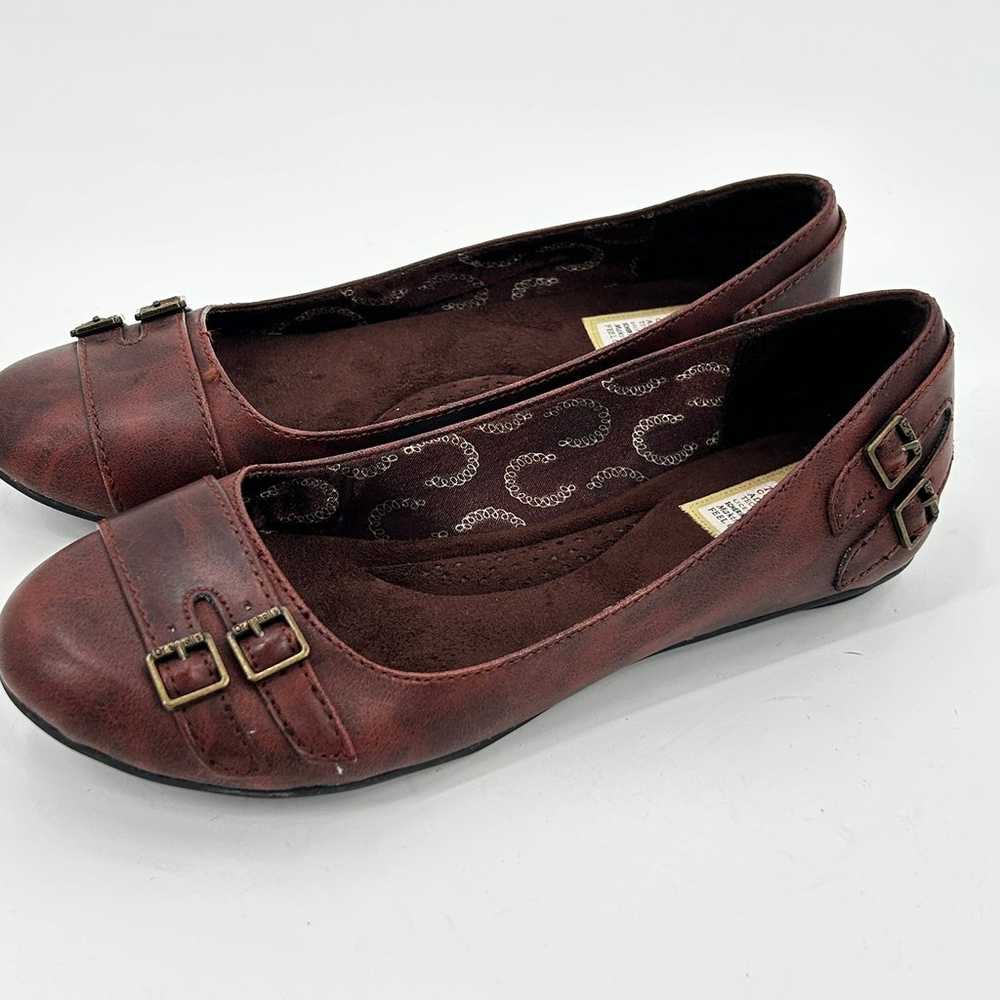 Dr. Scholl's First Flats 7 Faux Leather Brown Buc… - image 1