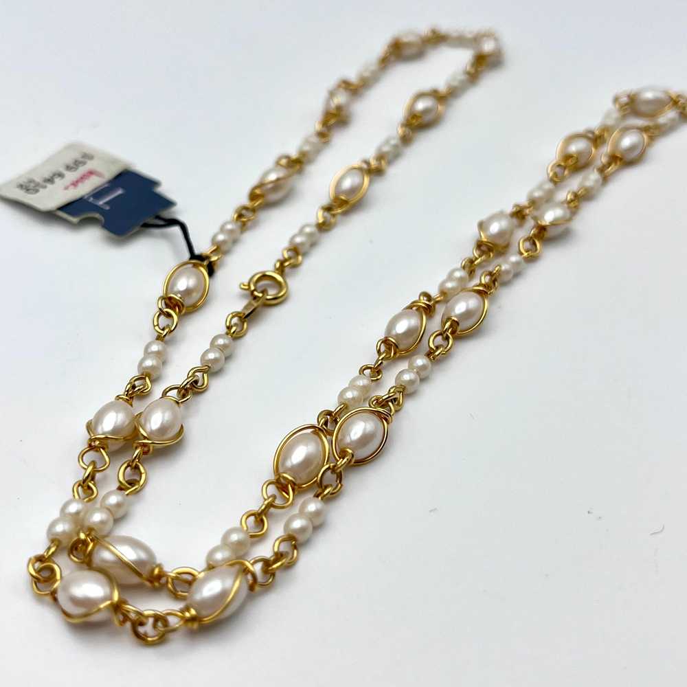 1980s Trifari Faux Pearl Necklace with Original T… - image 2