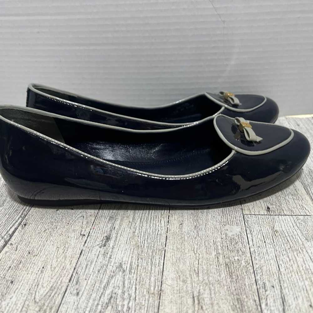 Tory Burch size 8.5 blue patent leather slip on f… - image 1