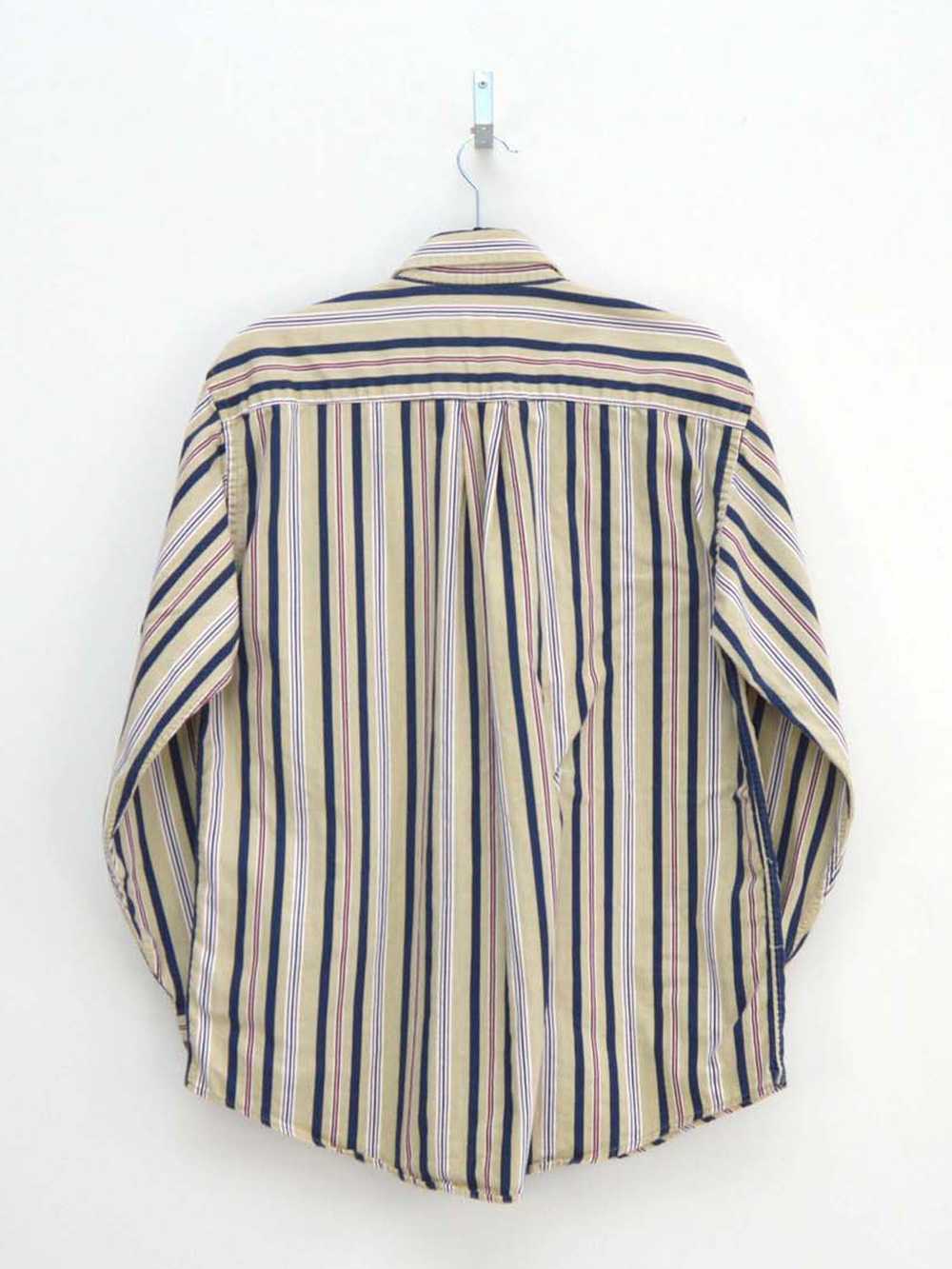 Vintage Beige & Navy Striped Shirt (M) - image 2