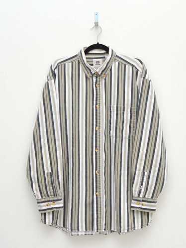 Vintage Brown & Khaki Striped Shirt (XL) - image 1