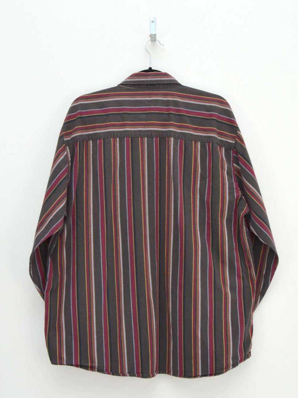 Vintage Brown & Maroon Striped Shirt (XL) - image 2