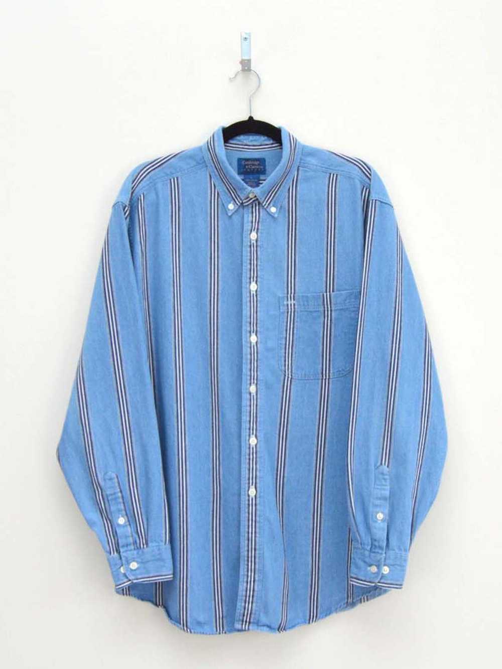 Vintage White & Blue Striped Shirt (L) - image 1