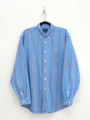 Vintage White & Blue Striped Shirt (L) - image 1