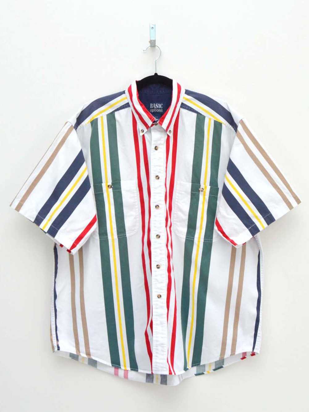 Vintage White & Red Striped Shirt (XXL) - image 1