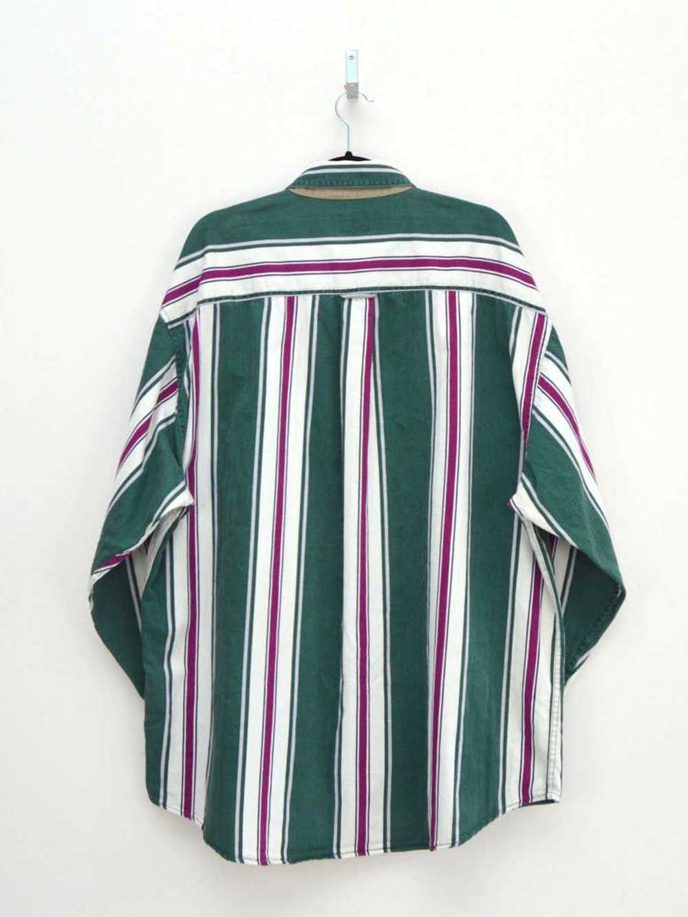 Vintage Green & White Striped Shirt (XXXL) - image 2