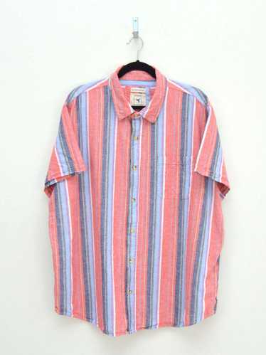 Vintage Pink & Blue Striped Shirt (XL) - image 1