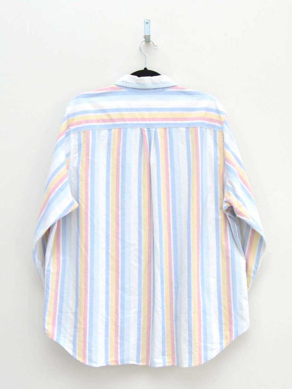 Vintage Light Blue & Pink Striped Ladies Shirt (L) - image 2