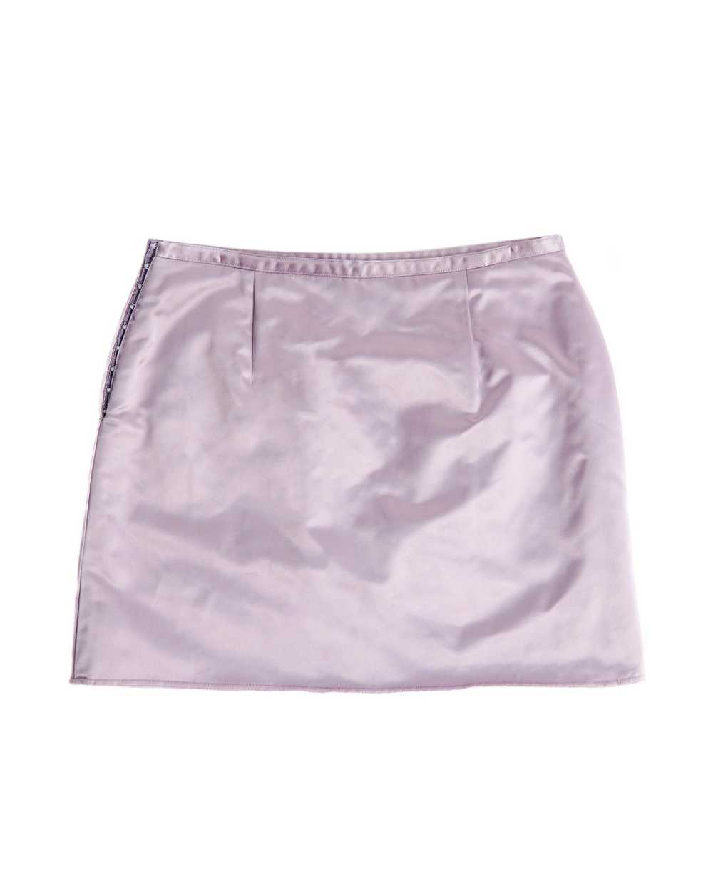 Miu Miu F/W1999 Lilac Satin Mini Skirt Fleece Lin… - image 2