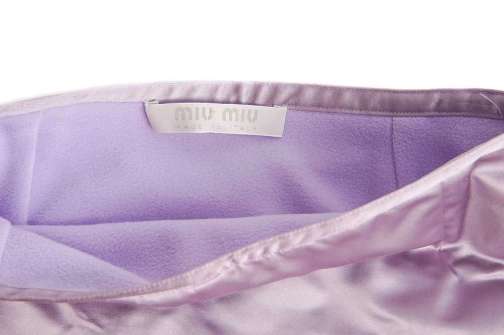 Miu Miu F/W1999 Lilac Satin Mini Skirt Fleece Lin… - image 3
